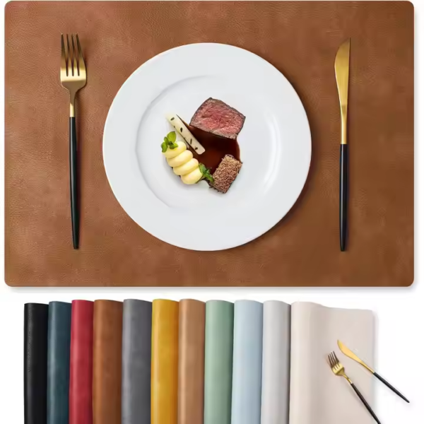 HFF 2024 New Design Tabletex Wholesale Custom PVC Leather Elegant Placemat Pad Dining Table Mat Heat Insulation Placemat
