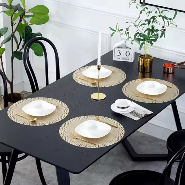 HFF PVC Dinning Kitchen Table Pad Waterproof Anti-slip Round Hollow Designer Placemat Luxury Home Decor